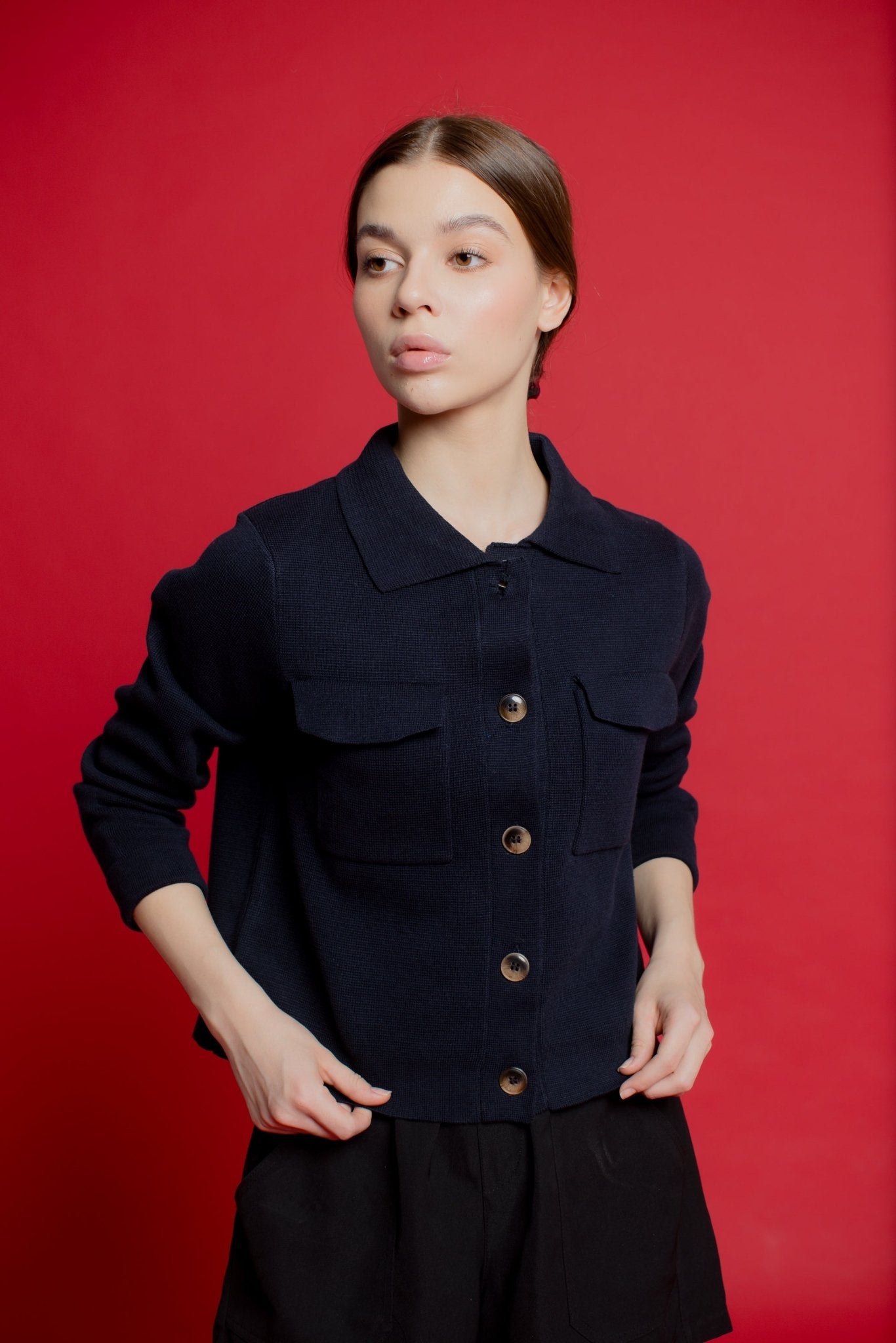 Annelise Knit with Two Pockets | Navy - ROENE