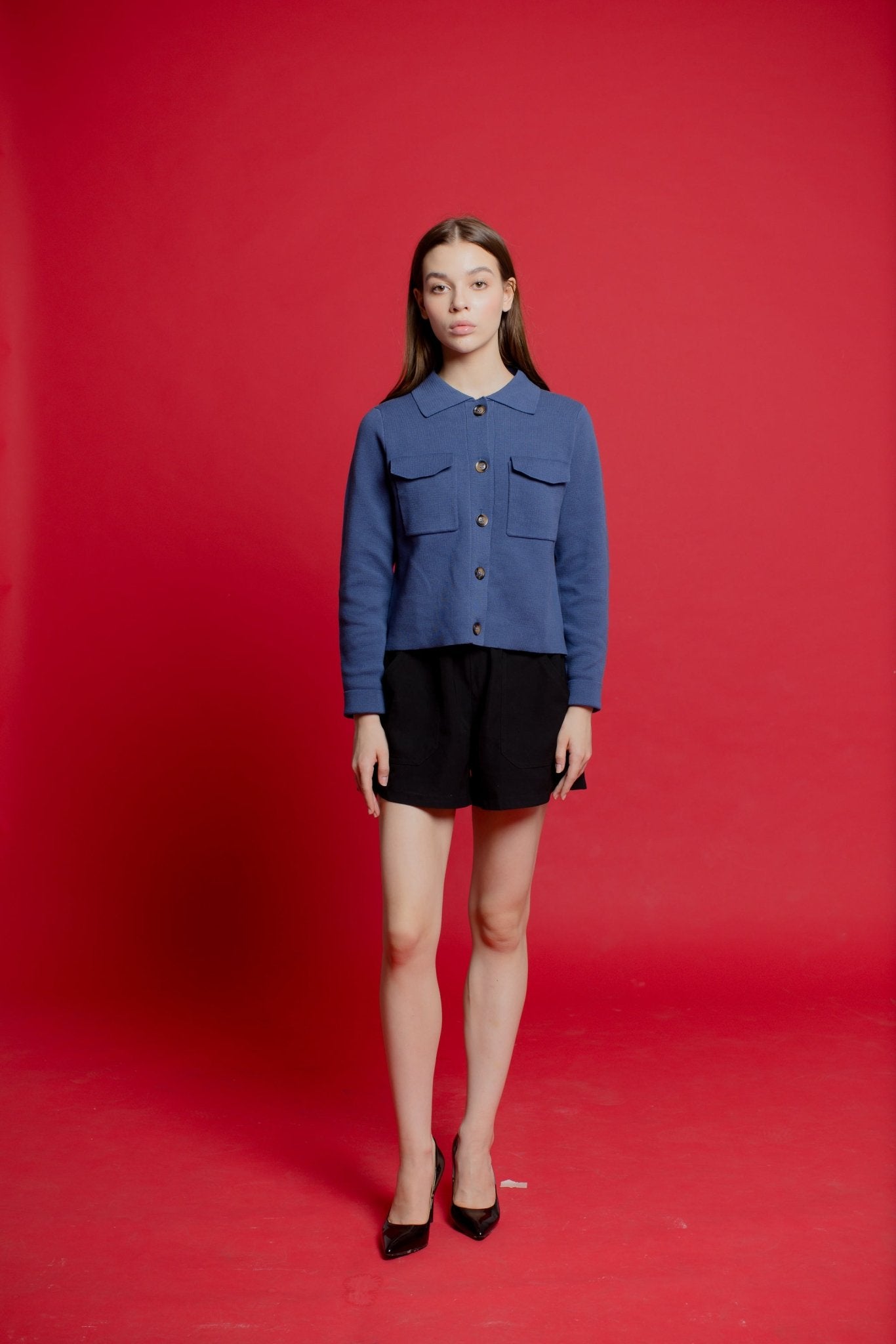 Annelise Knit with Two Pockets | Denim Blue - ROENE