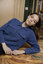 Annelise Knit with Two Pockets - Denim Blue | - ROENE