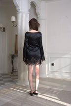 Carolynn Silk Dress - Black | - ROENE
