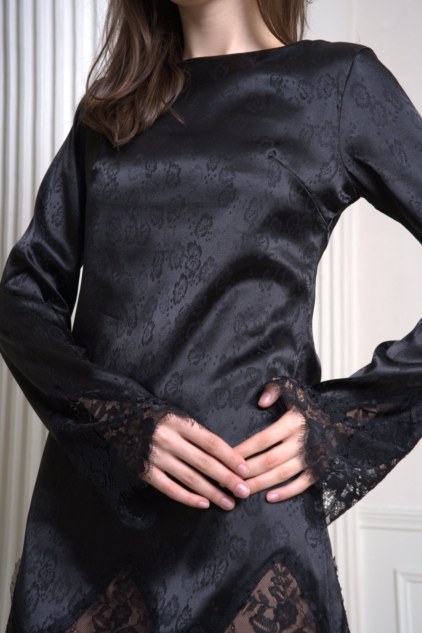 Carolynn Silk Dress - Black | - ROENE